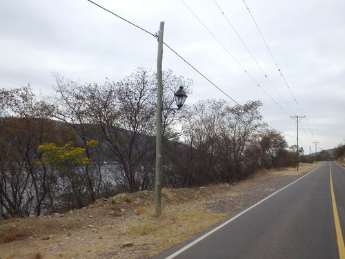 Unusual old style lamp post.